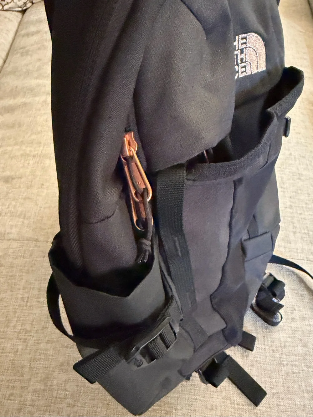 The North Face Black Backpack with Tan Logo Accent - Picture 5 of 6